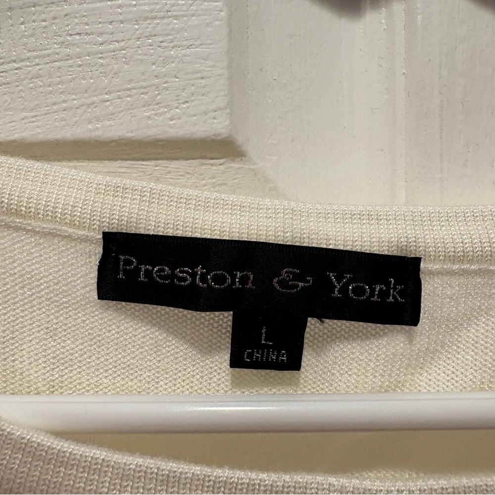 Preston & York Cream Pearl Short Sleeve Sweater - Size Large - Picture 2 of 5